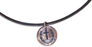 Little Copper Horseshoe Cross Necklace