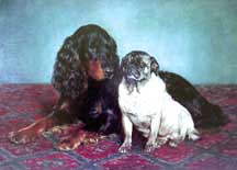 Gordon Setter and Pug