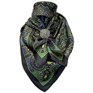 Raven Paisley with Blue, Olive and Purple Accents Wild Rag 100% Silk Scarf Cowboy Bandana *NEW*