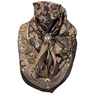 Mocha Brown Paisley Wild Rag 100% Silk Scarf Cowboy Bandana *NEW*