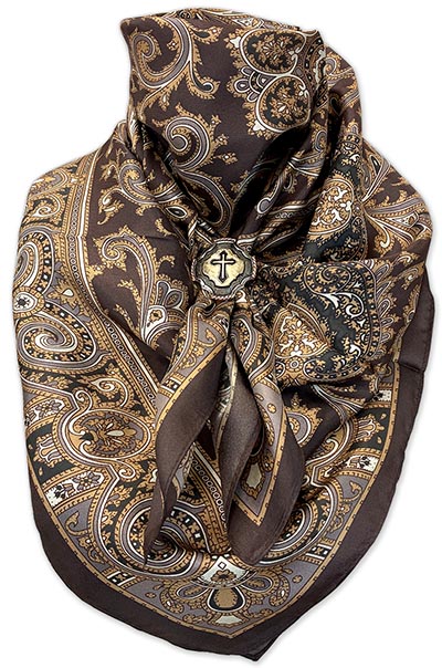 Mocha Brown Paisley Wild Rag 100% Silk Scarf Cowboy Bandana *NEW*