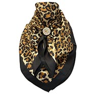 Exotic Leopard with Black Border Wild Rag 100% Silk Scarf Cowboy Bandana *NEW*
