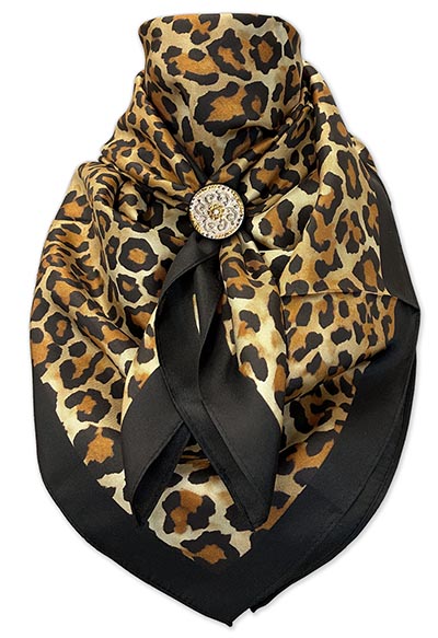 Exotic Leopard with Black Border Wild Rag 100% Silk Scarf Cowboy Bandana *NEW*