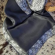 Understated Black Blocks with Grey Tooled Leather Floral Pattern Accents Wild Rag 100% Silk Scarf Cowboy Bandana *NEW*