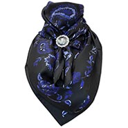Midnight Floral Paisley Wild Rag 100% Silk Scarf Cowboy Bandana