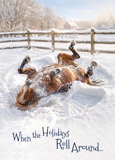 Horse Snow Angel Holidays Roll Around Card - pkg of 10 cards with envelopes *NEW!*
