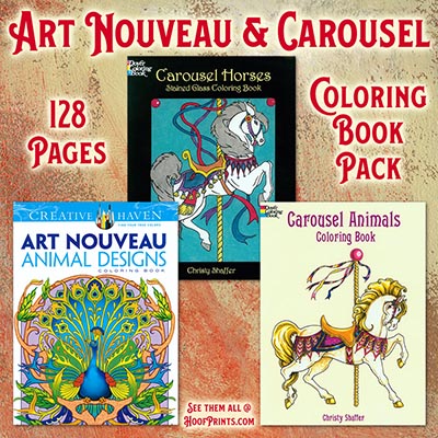 Art Nouveau & Carousel Coloring Book Pack
