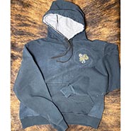 Distressed Vintage Navy Y2K Champion Hoodie with Barn Girl Embroidery *ONLY 1 AVAILABLE - SIZE M*