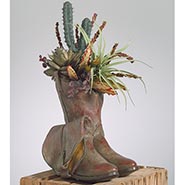Vintage Cowboy Boots Planter with original greenery from photo shoot *ONE OF A KIND*