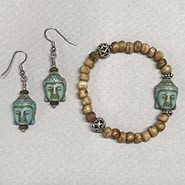Buddha Faux Turquoise Bracelet and Earring Set - *HALF PRICE ONLY ONE AVAILABLE*