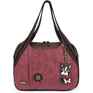 Chala Maroon Boston Terrier Bowling Bag Style Purse