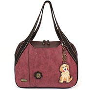 Chala Maroon Golden Retriever Bowling Bag Style Purse