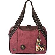Chala Maroon German Shepherd Bowling Bag Style Purse *DISCONTINUED ITEM LIMITED QUANTITY AVAILABLE*