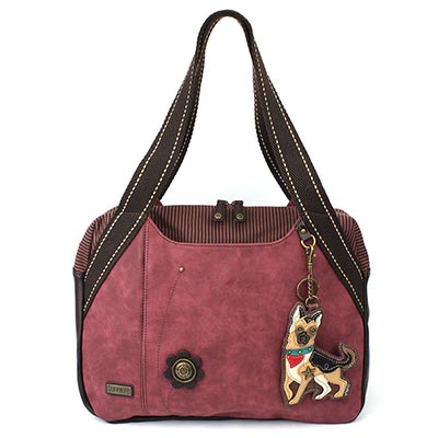 Chala Maroon German Shepherd Bowling Bag Style Purse *DISCONTINUED ITEM LIMITED QUANTITY AVAILABLE*