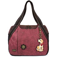 Chala Maroon Yellow Lab Bowling Bag Style Purse