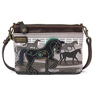 Chala Grey Canvas Horse Mini Crossbody Purse