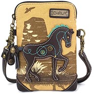 Chala Brown Canvas Horse Wallet Crossbody Cell Phone Purse