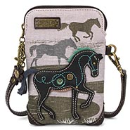 Chala Grey Canvas Horse Wallet Crossbody Cell Phone Purse