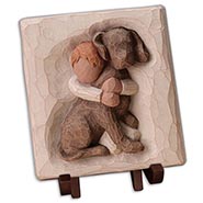 Hug Plaque - Boy and Dog