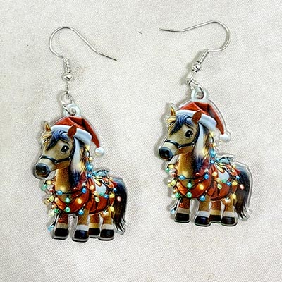 Festive Pony Christmas Earrings *ONLY 1 PAIR AVAILABLE*