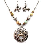 Vintage COWGIRL and Horse Necklace and Earring Set *NEW!*