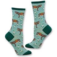 Donkey Haul with Flowers Emerald Green Socks