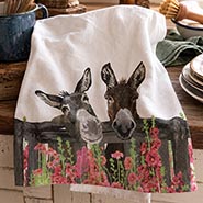 Donkey Pair Woven Cotton Dish Towel  *DISCONTINUED ITEM LIMITED AVAILABILITY*