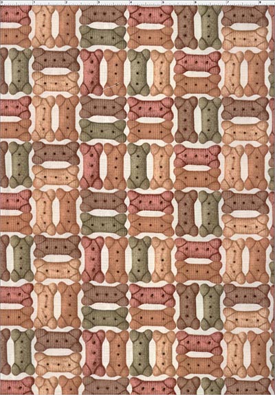Vintage Cotton Dog Bone Print Fabric - white background *HALF YARD ONLY 1 AVAILABLE*
