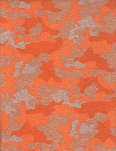 Orange Camo Jersey Knit Fabric *HALF YARD ONLY LIMITED QUANTITY AVAILABLE*