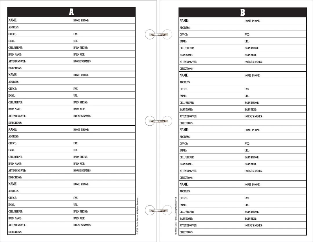 Farrier Forms Client List From Organizer Includes Calculator Pen And 