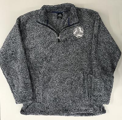 Fluffy, Fuzzy Frosty Sherpa Quarter-Zip Pullover with Celtic Horse Embroidery *ONLY 1 AVAILABLE SIZE SMALL*