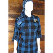 Buffalo Plaid Embroidered Flannel Longsleeve - Blue/Black *ONLY 1 AVAILABLE - SIZE MED!*