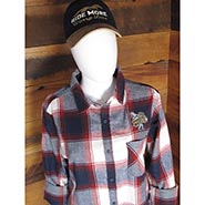 Buffalo Plaid Embroidered Flannel Longsleeve - Maroon/White/Navy *ONLY 1 AVAILABLE - SIZE MED!*