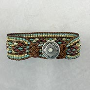 1 Inch Wide Beaded Boho Cuff Bracelet with Concho Clasp *ONLY 1 AVAILABLE*