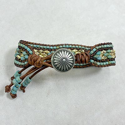 3/4 Inch Wide Beaded Boho Cuff Bracelet with Concho Clasp *ONLY 1 AVAILABLE*