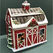 Holiday Barn Cookie Jar