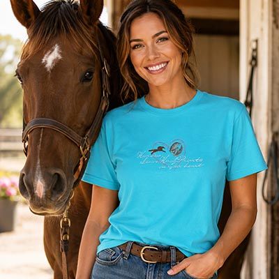Horses Leave Hoofprints on Your Heart Aqua Short Sleeve T-shirt