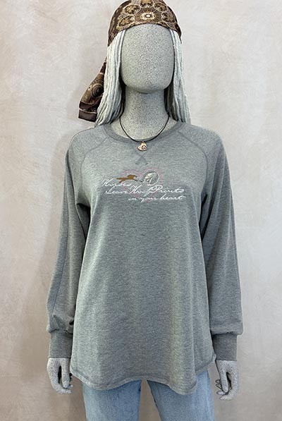 Horses Leave Hoofprints on your Heart Heather Grey Longsleeve T *ONLY ONE AVAILABLE size MEDIUM*