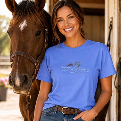 Horses Leave Hoofprints on Your Heart Periwinkle Short Sleeve T-shirt