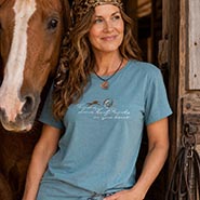 Horses Leave Hoofprints on Your Heart Faded Blue Short Sleeve T-shirt