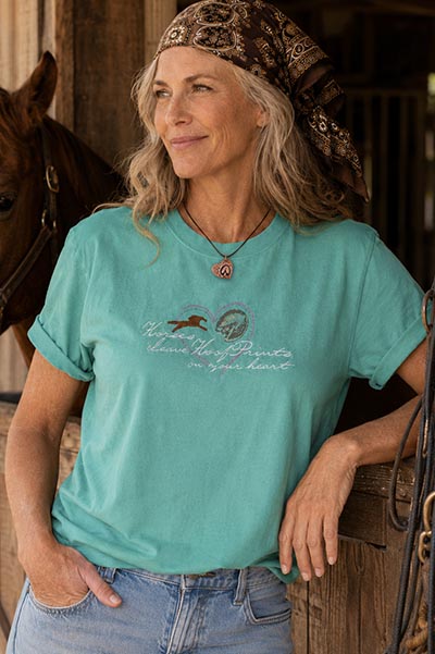 Horses Leave Hoofprints on Your Heart Seafoam Green Short Sleeve T-shirt