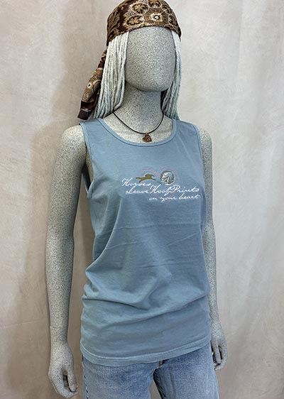 Horses Leave Hoofprints on Your Heart Faded Blue Sleeveless Tee