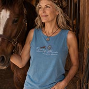 Horses Leave Hoofprints on Your Heart Faded Blue Sleeveless Tee