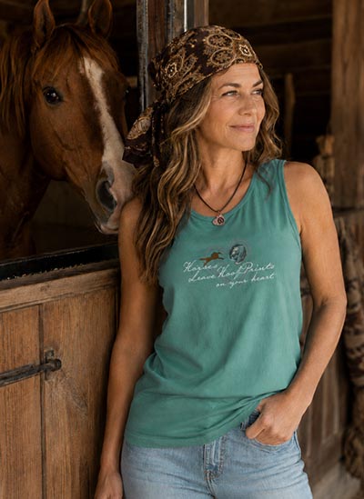 Horses Leave Hoofprints on Your Heart Seafoam Green Sleeveless Tee