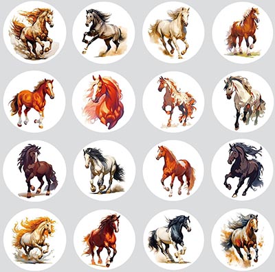 Pack of 30 Round Horse Stickers *LIMITED QUANTITY AVAILABLE*