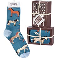 Horses Make Me Happy Socks in Wood Box Sign