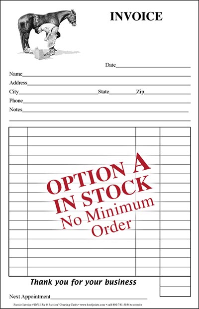 Stock Invoice Pad - Modern Farrier design