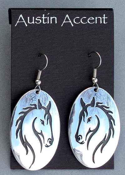 Flashy Horse Oval Earrings
