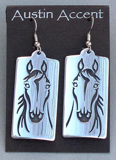 Flashy Horse Rectangle Earrings