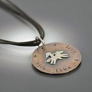 RIDE Like A Girl hand stamped sterling and copper necklace *DISCONTINUED ITEM ONLY 2 LEFT*